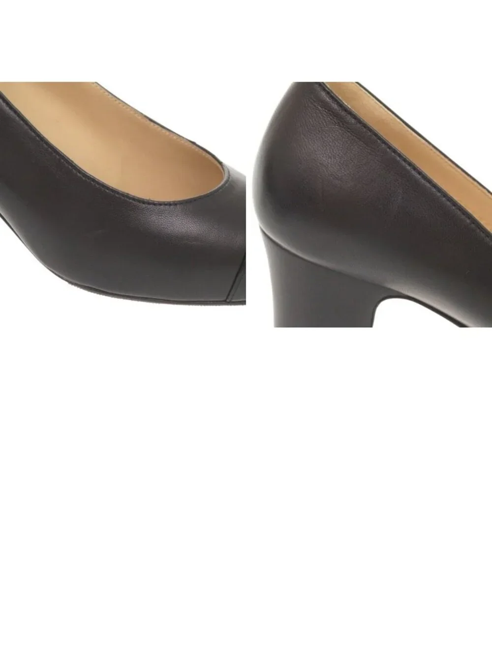 Chanel CC Logo 35c Leather Patent Black Pumps Heel